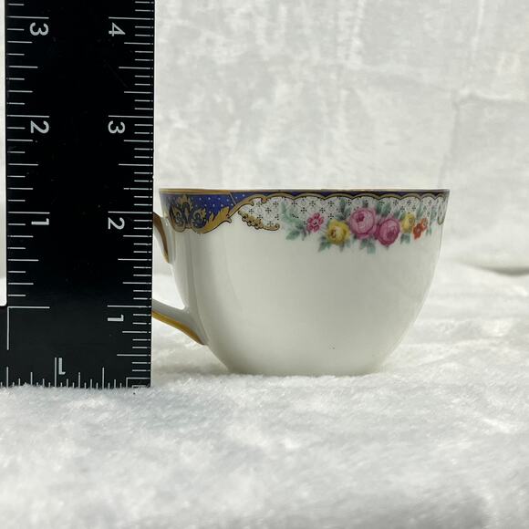 Thuny Czechoslovakia Porcelain Tea Cups Set Of 8 Floral Garland Gold Trim - Picture 15 of 15